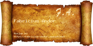 Fabricius Andor névjegykártya